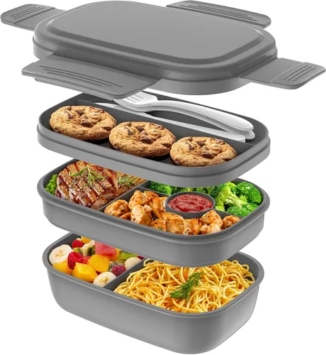 Vista 8 de HOMETALL Caja Bento para Adultos, Envases de Almuerzo para Hombres y Mujeres con 8 Compartimentos, Envases de Almuerzo con Utensilios, 1900ML/51 OZ