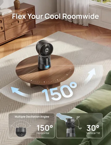 Vista 7 de DREO TurboCool Ventilador de nebulización 516S, 150° +30° Oscilante Inteligente Ventiladores de refrigeración inteligente que soplan aire frío, 26