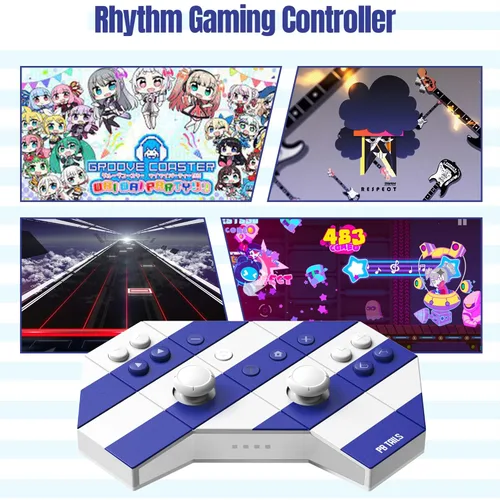 Vista 4 de PB TAILS Blue and White Bluetooth Game Controller - Portable Mini Gaming Controller for PC, Switch, Steam, Steam Deck, Phone - WirelessWired