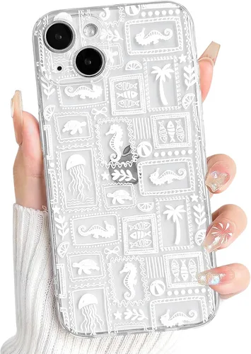 Vista 28 de NITITOP Funda para iPhone 13 Clear Sea Animal - Pez negro Pescado Negro