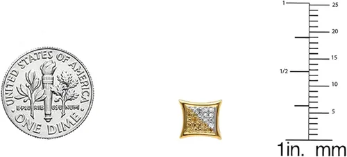 Vista 2 de Dazzlingrock Collection Pendientes de tuerca con forma de cometa de 0,10 quilates (quilates) de diamante redondo blanco y amarillo de 110 quilates