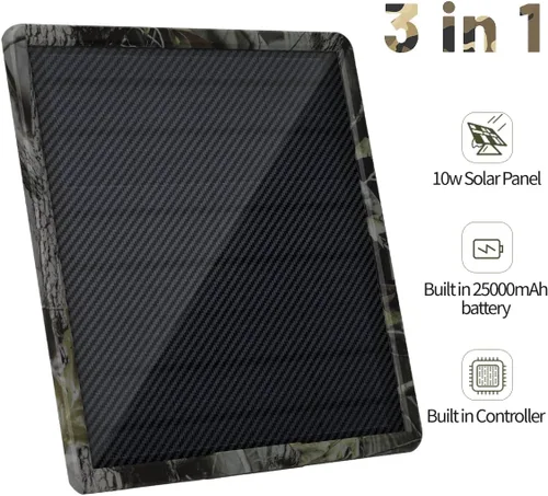 Vista 4 de Impermeable colorido 25000mAh gran capacidad Solar Power Pack 20W Tipo-C carga rápida panel solar para la cámara de seguridad del sendero salvaje