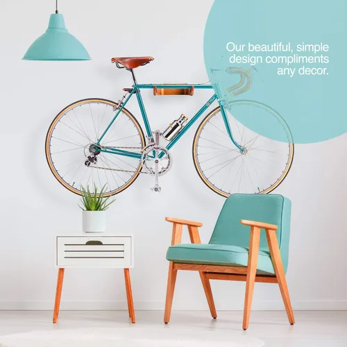Vista 2 de WOKK Soporte de pared para bicicleta de madera, soporte de pared horizontal para bicicleta para el hogar o el garaje, soporte de pared