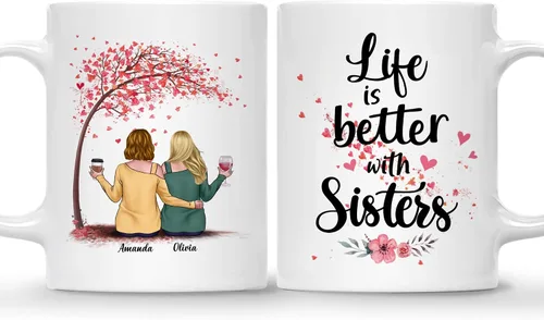Vista 18 de Gossby - Taza de café personalizada para mujer, 2 unidades, con nombres personalizados Taza personalizada para dos mujeres, taza de café