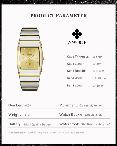 Vista 3 de WWOOR Relojes cuadrados para hombres y mujeres, reloj cuadrado de acero inoxidable para hombre con fecha, reloj casual con fecha cuadrada