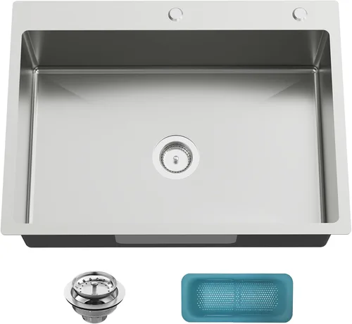 Vista 29 de Fregadero Negro de Cocina y Bar, Fregadero de Cocina de Acero Inoxidable de 15 x 17 Pulgadas para Empotrar, Fregadero de Bar Moderno de Un Solo