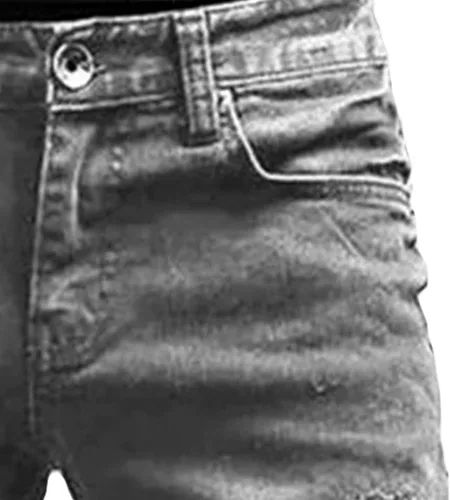 Vista 3 de Maiyifu-GJ Jeans de motociclista desgastados para hombre, rasgados, punk, góticos, con cremallera, pantalones de mezclilla hiphop, pierna cónica