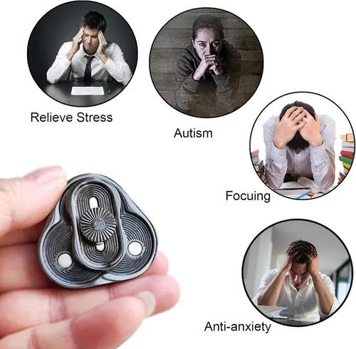 Vista 5 de YANZHE Juguete deslizante magnético triangular, juguetes de metal EDC para adultos, alivio del estrés y la ansiedad, oficina (negro)