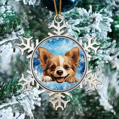 Vista 2 de Juguete ruso de Navidad Adorno de copo de nieve Juguete ruso Lindo Divertido Peeking Perro Cachorro Decoración de Navidad Adornos de Copo de Nieve