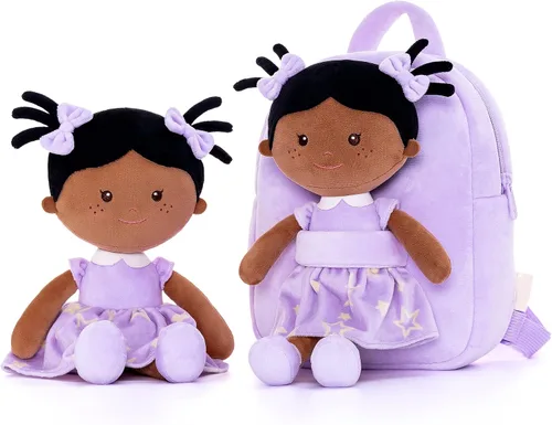 Vista 54 de Onetoo Mochila para niños pequeños, regalos de regreso a clases, mochilas para niñas y niños con muñecas de bebé ligeras y suaves en vestido