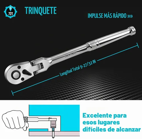 Vista 6 de DURATECH Trinquete de cabeza flexible de 3/8