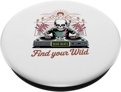 Vista 2 de Dead Beats Skeleton Dj Music Fun Turntables Retro Punk EDM PopSockets Adhesive PopGrip