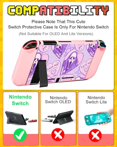 Vista 2 de Xinocy for Nintendo Switch 9 in 1 Storage Accessories Kit with Travel Carrying Case+Switch Protective Cover+Game Case Holder+Strap+Sticker+2 Joycon