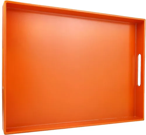 Vista 15 de Bandeja azul para mesa de café, bandeja decorativa rectangular de plástico con asas para entretenimiento, patio al aire libre, sala de estar