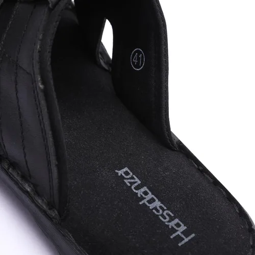 Vista 7 de Harssidanzar Sandalias de cuero para hombre, espuma viscoelástica, ligeras, de verano, sandalias para hombre, sandalias de playa para exteriores