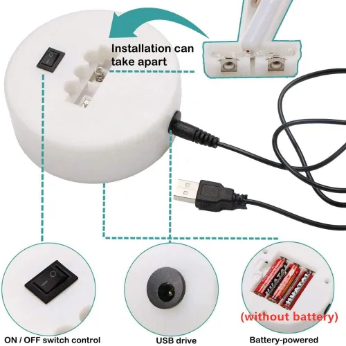 Vista 8 de Cartel de neón LED para interior, luz nocturna con base de soporte, funciona con batería/USB, luz decorativa de neón