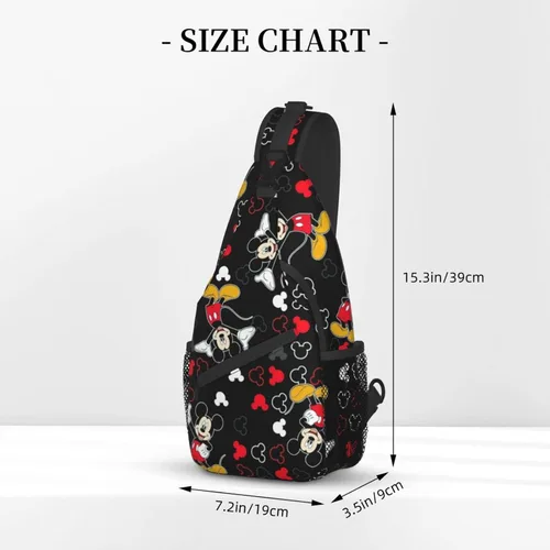 Vista 4 de Mochila cruzada con mouse, bolsa de hombro para mujeres y hombres, bolsa casual para viajes, senderismo, gimnasio, color negro, Negro, talla única