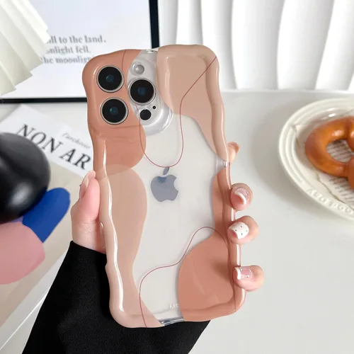 Vista 62 de DEFBSC Funda para iPhone 15 con bonito diseño ondulado, color negro