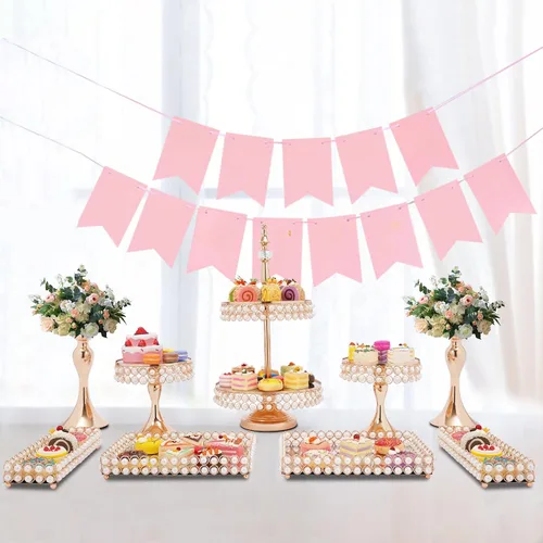 Vista 7 de Soporte para tartas, juego de exhibición de mesa de postres, paquete de 9 soportes de cristal para cupcakes con múltiples estilos de combinación