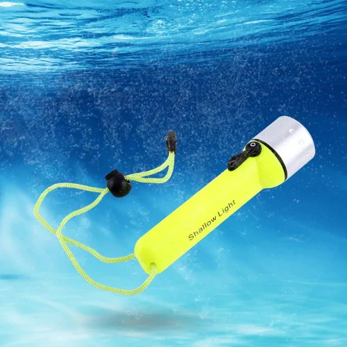 Vista 3 de Linterna de buceo LED, impermeable 180LM buceo luz LED antorcha con correa de mano para deportes submarinos