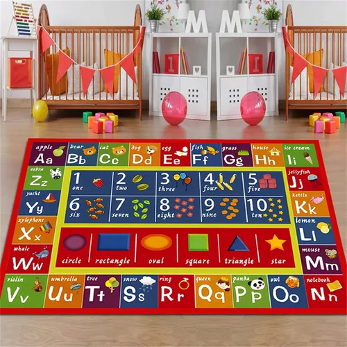 Vista 16 de Alfombra educativa para niños, 3 x 4 pies, alfombra de bienvenida de lápiz de colores, alfombras de aula primaria, adecuadas para salas