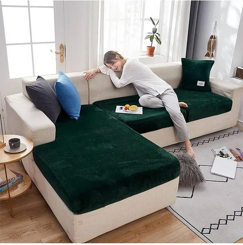 Vista 12 de Funda de cojín de terciopelo para sofá en forma de L, funda elástica para cojines de asiento, protector de muebles suave y antideslizante para silla