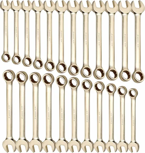 Vista 18 de WEDO Llave combinada sin chispas, llave combinada de seguridad sin chispas, bronce de aluminio, forja, DIN 3113, certificado BAM y FM, tamaño 1