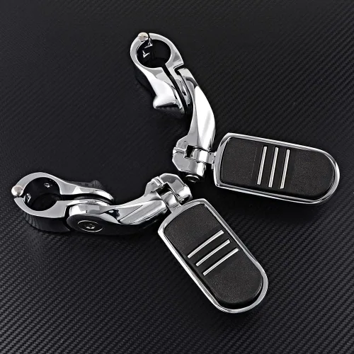Vista 6 de Astra Depot Estriberas cromadas izquierda derecha con reposapiés Streamliner compatible con protector de motor Harley 1 1/4" 1.260 in