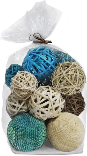 Vista 2 de Blue Donuts Bolas decorativas para cuencos, bolas decorativas para centros de mesa, bolas de mimbre de ratán surtidas, bolas de vid orb, rellenos