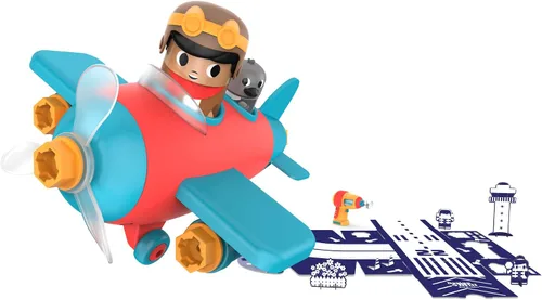 Vista 5 de Educational Insights Design & Drill Bolt Buddies Plane - Juguetes de construcción y herramientas para niños pequeños, juego de herramientas
