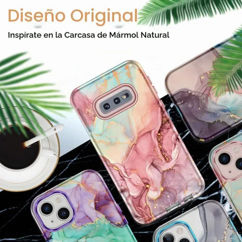 Vista 7 de Btscase Funda para Samsung Galaxy S10e, resistente de tres capas de mármol, a prueba de golpes, cuerpo completo, policarbonato duro y TPU suave