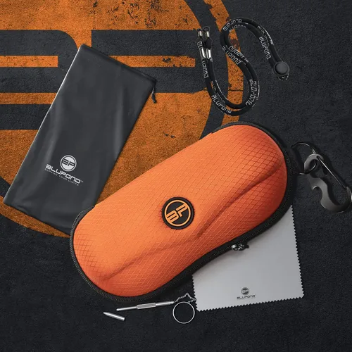 Vista 2 de BLUPOND Funda de gafas de sol semiduro de EVA con gancho de metal para colgar clip de cinturón para almacenamiento de gafas de sol