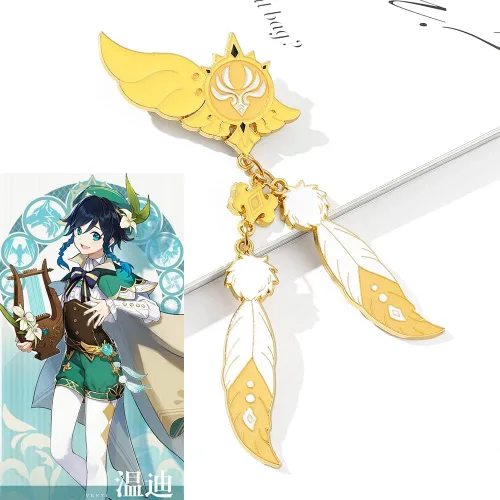 Vista 6 de Genshin Impact - Broche de esmalte para cosplay colección de alfileres de solapa de metal anime Genshin Impact Keqing Xiao exquisitos broches joyas