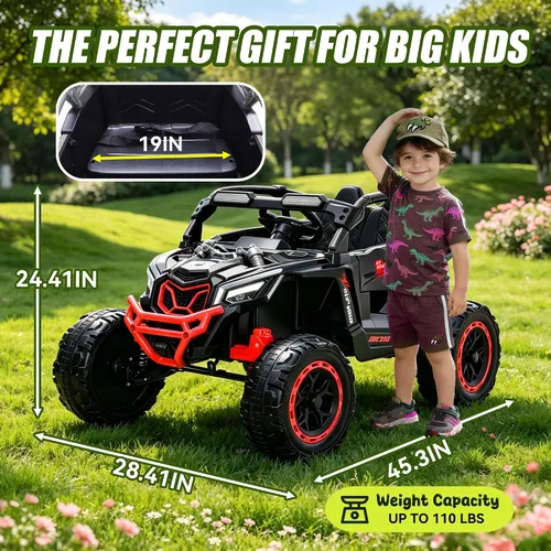 Vista 3 de 24V Ride on Toys for Kids, 2 Seater Electric Car w/Remote Control, 4 Wheel Suspension, Max 5 MPH, Slow Start, 2X200W, Bluetooth, Music, LED Light