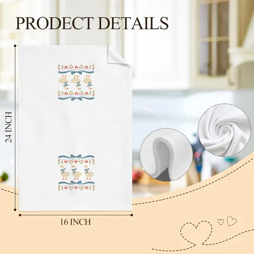 Vista 7 de Coquette - Toallas de cocina de ganso floral con lazo azul, toallas de mano para decoración de baño, bonito paño de cocina para decoración