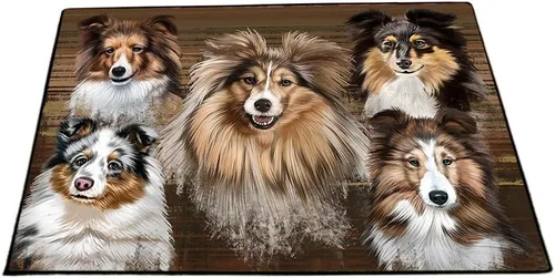 Vista 27 de Doggie of the Day Shetland Sheepdogs Floor Mat - Carnival Kissing Booth - Best Dog Doormat - Protector Decor - Unique Portrait Art - Premium Quality