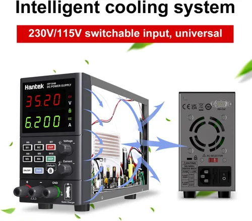Vista 7 de Hantek Fuente de alimentación de CC variable, 35 V 6 A, pantalla de 4 dígitos, voltaje y corriente ajustable, fuente de alimentación de banco