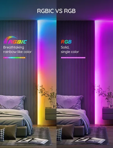 Vista 2 de MINGER RGBIC - Tira de luces LED de 16.4 pies, luces LED que cambian de color Bluetooth, control de aplicación segmentada, sincronización de música