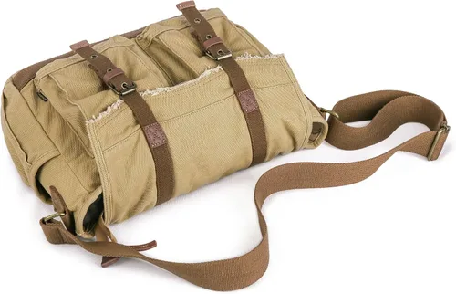 Vista 4 de GOOTIUM Canvas Messenger Bag - Vintage Shoulder Bag Frayed Style Boho Purse