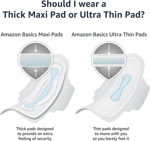Vista 5 de Amazon Basics Almohadillas de absorción regular para mujer, ultra finas con alas flexibles, sin perfume, talla 1, 36 unidades, 1 paquete