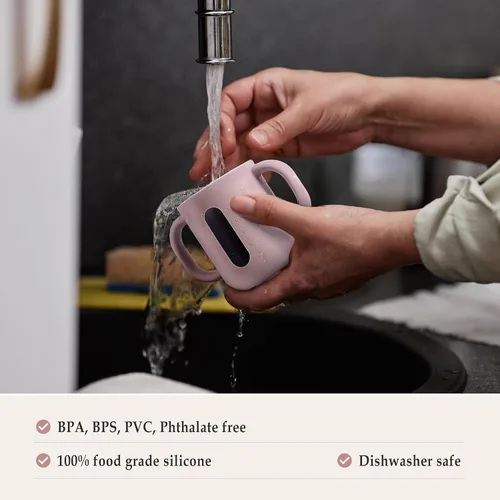 Vista 5 de CLYMENE Taza de entrenamiento de silicona con popote y asas, taza para beber para bebé, taza para beber agua para bebés y niños pequeños de 6 meses