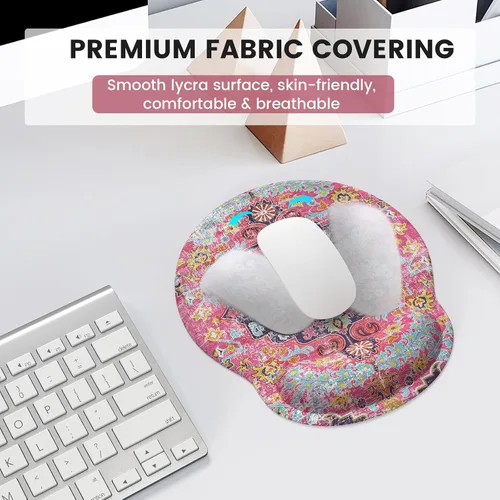 Vista 5 de iLeadon Juego de alfombrillas ergonómicas para mouse con reposamuñecas, diseño bohemio, fácil de escribir y aliviar el dolor, base antideslizante
