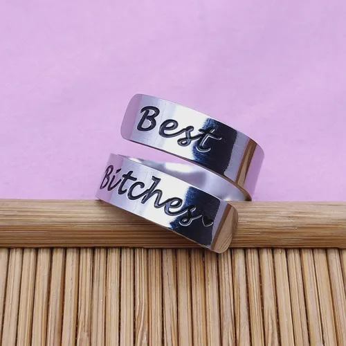Vista 21 de HOFOYA Anillos inspiradores ajustables de acero inoxidable, anillos de grabado, joyería motivacional, graduación, San Valentín, regalos