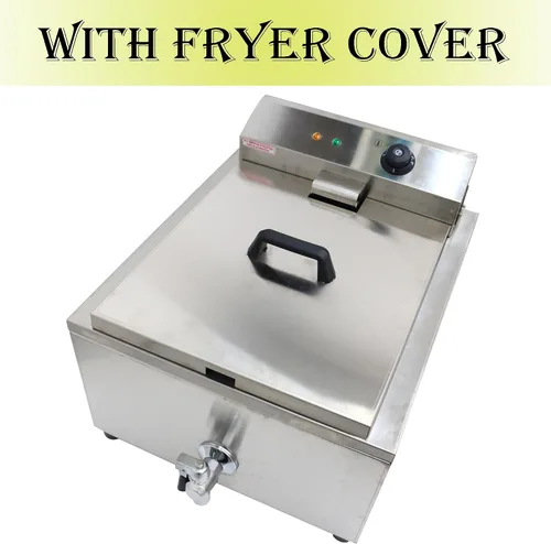 Vista 3 de Freidora comercial de acero inoxidable con 2 moldes de anillo para pasteles, donas, pollo frito, papas fritas