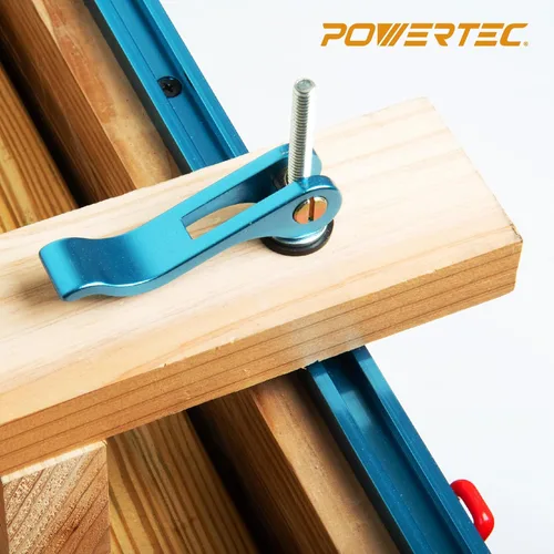 Vista 3 de POWERTEC 2 unidades, abrazadera de leva de 1/4"-20, abrazadera de palanca con pernos de riel en T de 3", abrazadera de riel en T para prensa