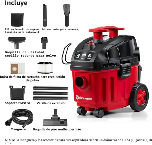 Vista 2 de Vacmaster Aspiradora doméstica húmeda/seca de 4 galones y 5 HP de potencia máxima - VF408B 1101