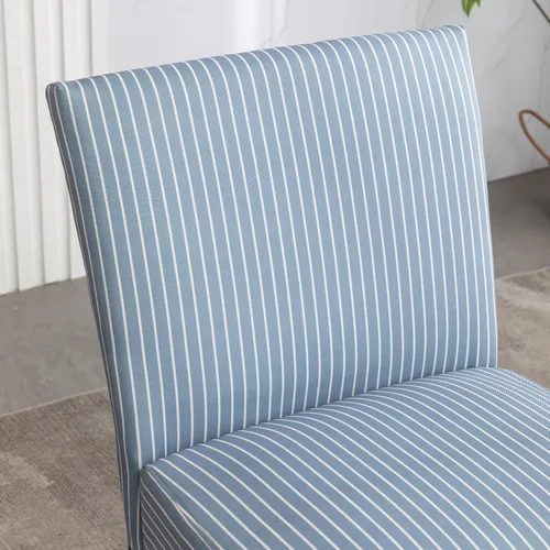 Vista 9 de Roundhill Furniture Botticelli - Silla tapizada con diseño de rayas azules
