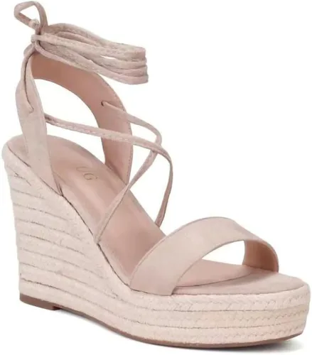 Vista 2 de Sandalias de plataforma de cuña para mujer, con puntera abierta, con cordones, sandalias de cuña con correa cruzada, alpargatas de verano