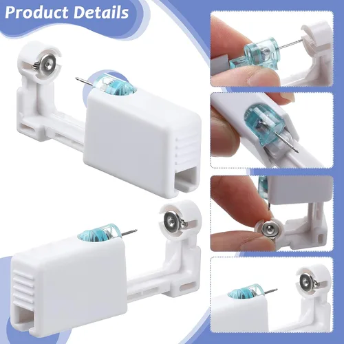 Vista 2 de Chumia 12 unidades de herramienta desechable para perforación de orejas con 12 piezas de pendientes de seguridad (5 mm) sin dolor, fácil de usar
