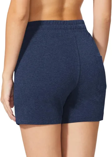 Vista 2 de BALEAF Bermudas para mujer, de algodón, casuales, de verano, hasta la rodilla, para descansar, caminar, hacer ejercicio, con bolsillos